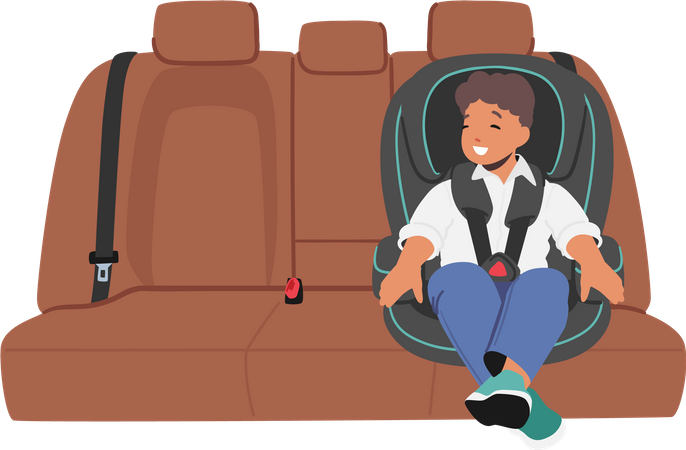 Happy Boy Smile Sit in Comfortable Chair for Transportation  Illustration