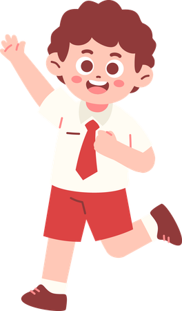 Happy boy Student Are Raising His Hand  Illustration