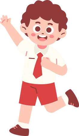 Happy boy Student Are Raising His Hand  Illustration