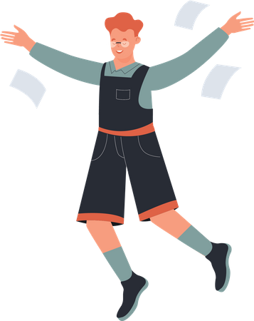 Happy Boy student jumping  Illustration