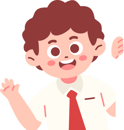 Happy boy Student Peeking  Illustration