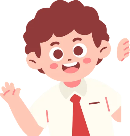 Happy boy Student Peeking  Illustration