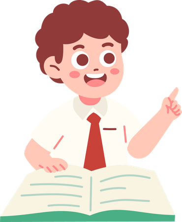 Happy boy Student Reading Book  Illustration