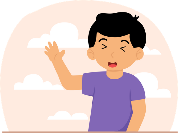 Happy boy waiving hand  Illustration