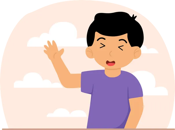 Happy boy waiving hand  Illustration