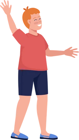 Happy boy waving hand Illustration