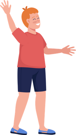 Happy boy waving hand  Illustration