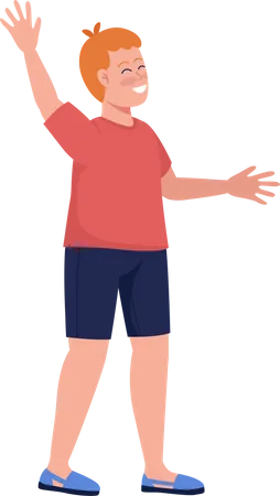 Happy boy waving hand  Illustration