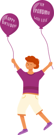 Happy boy with greeting balloons  Illustration