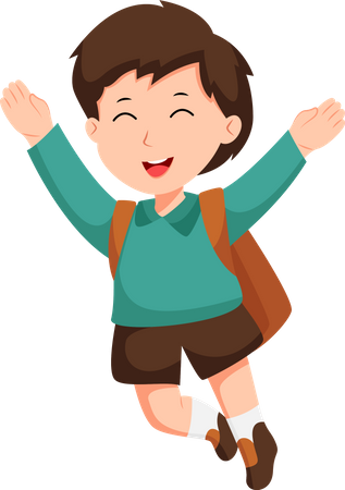 Happy Boy with SchoolBag  Illustration