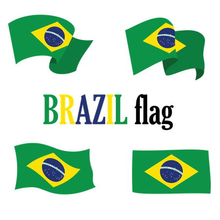 Happy Brazil Independence day with waving flags  Illustration