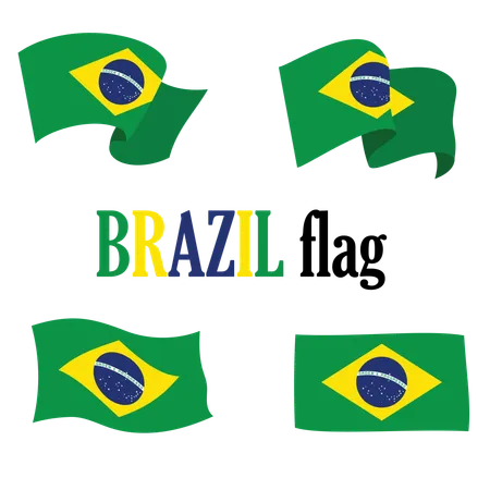 Happy Brazil Independence day with waving flags  Illustration