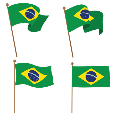 Happy Brazil Independence day with waving flags  Illustration