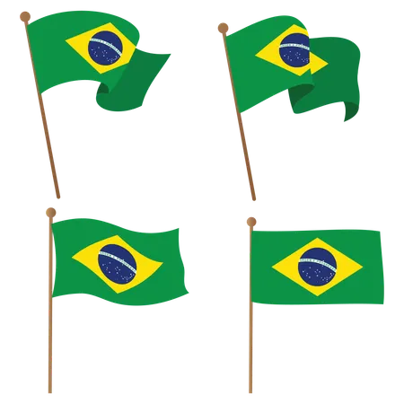 Happy Brazil Independence day with waving flags  Illustration