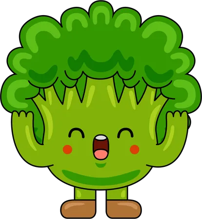 Happy Broccoli Mascot  Illustration