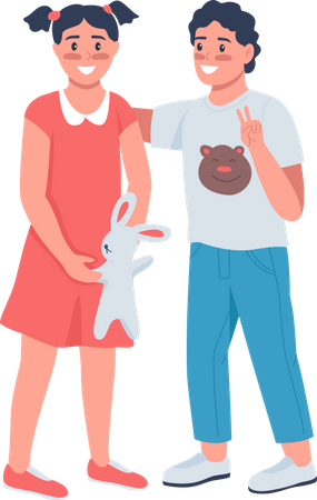 Happy brother and sister f Illustration