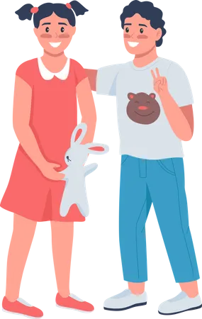 Happy brother and sister f Illustration