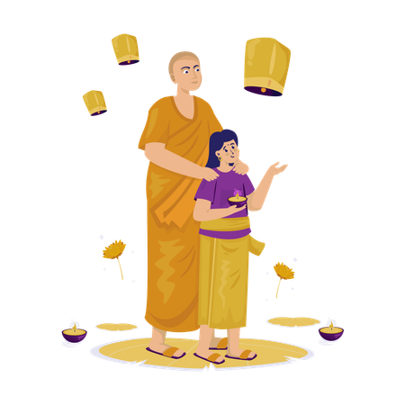 Happy Buddhist Festival  Illustration