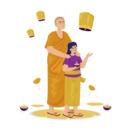 Happy Buddhist Festival  Illustration