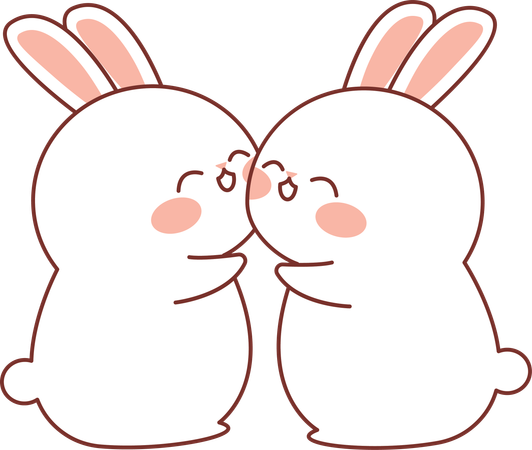 Happy Bunny Hugging with Smiling  Illustration