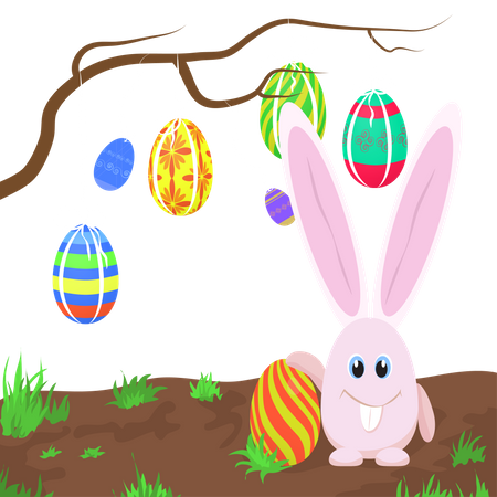 Happy bunny with easter egg  Illustration