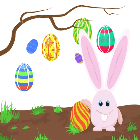 Happy bunny with easter egg  Illustration