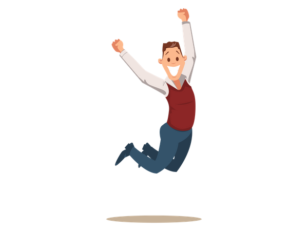 Happy Business Man Celebrating Victory by Jumping Illustration