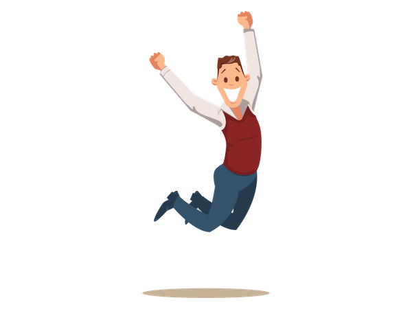 Happy Business Man Celebrating Victory by Jumping  Illustration