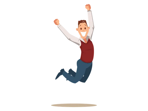 Happy Business Man Celebrating Victory by Jumping  Illustration