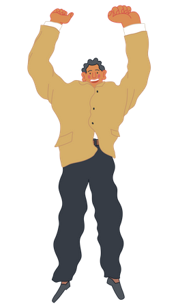 Happy business man jumping in the air cheerfully Illustration