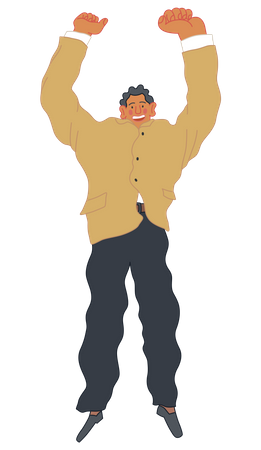 Happy business man jumping in the air cheerfully  Illustration