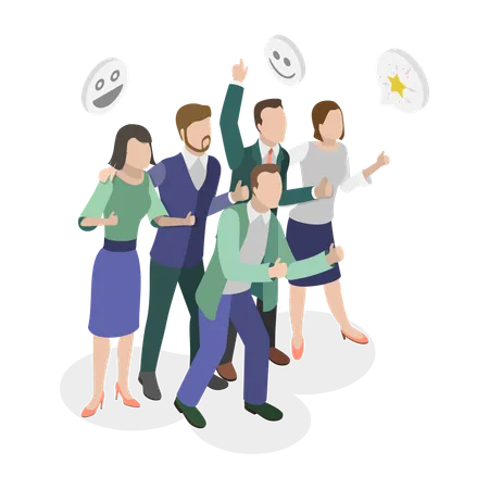 3 D Isometric Flat Vector Conceptual Illustration Of Happy Business People Unity And Support Between Colleagues Illustration