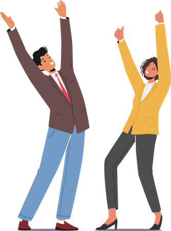 Happy Business People Celebrating Success  Illustration