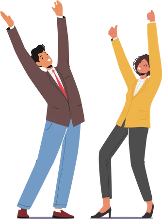 Happy Business People Celebrating Success  Illustration