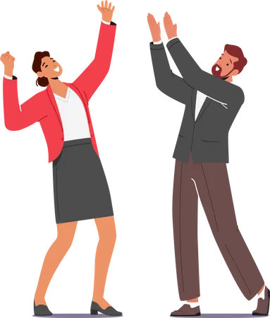 Happy Business People Celebrating Victory  Illustration