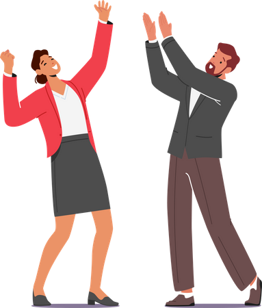 Happy Business People Celebrating Victory  Illustration