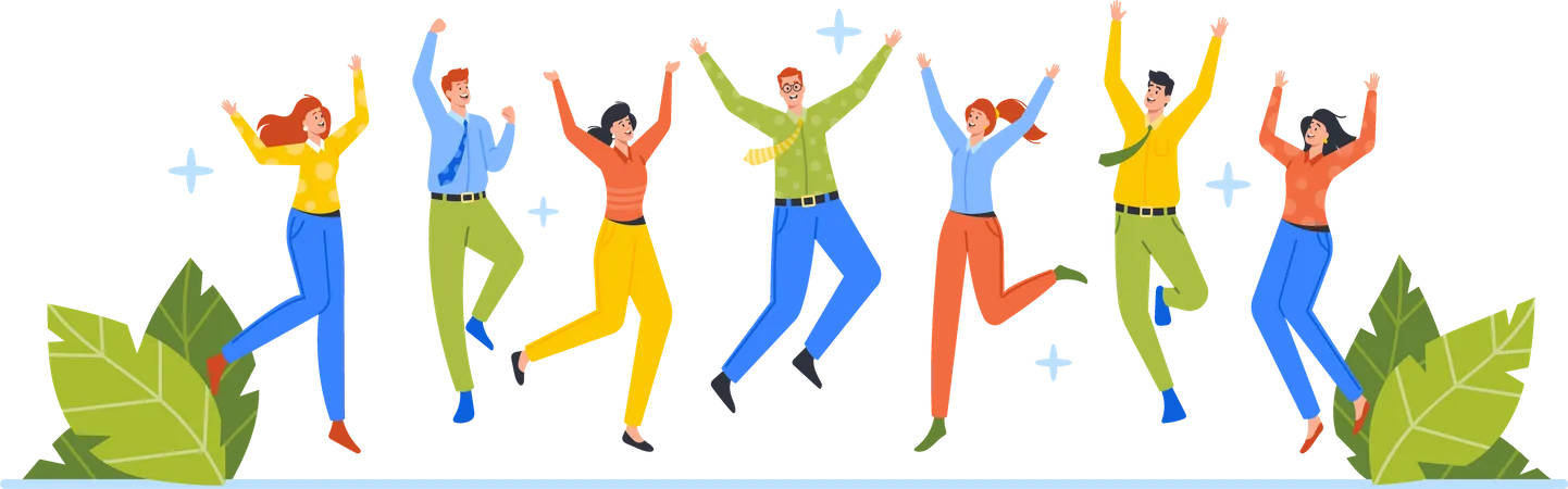 Happy Business People Jumping Illustration