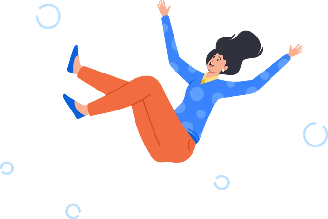 Happy Business woman in air  イラスト