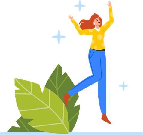 Happy Business Woman Jumping  Illustration