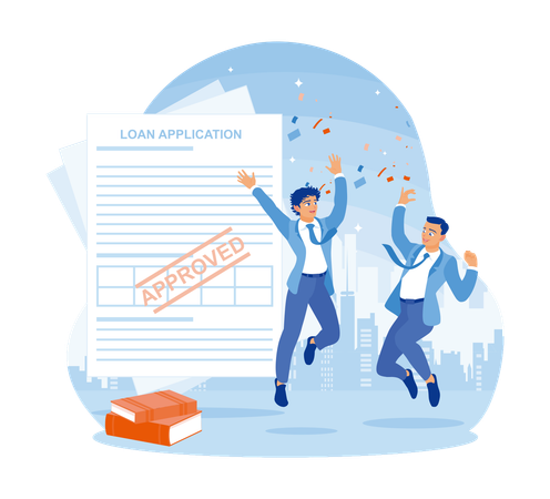 Happy Businessman After Getting Loan Approval  Illustration