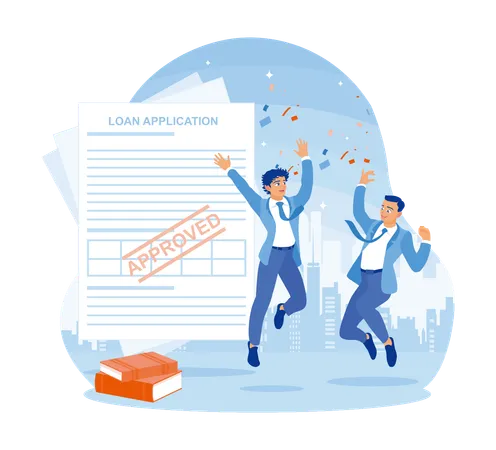 Happy Businessman After Getting Loan Approval  Illustration