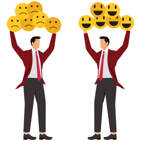 Happy Businessman And Sad Businessman  Illustration