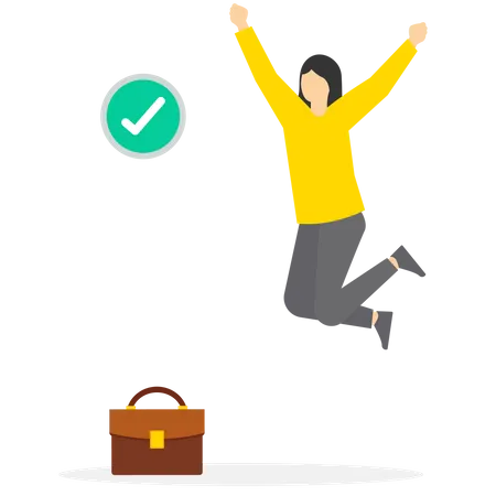 Happy Businessman Celebrating Completed Check Mark After Completing A Responsible Project Complete Task Complete Project Achievement Or Checklist Success Or Achievement Checkbox Finish Job Illustration