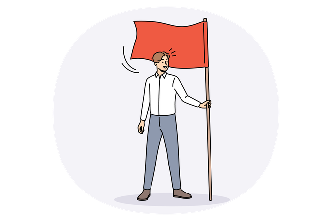 Happy businessman hold flag show leadership and success  Illustration