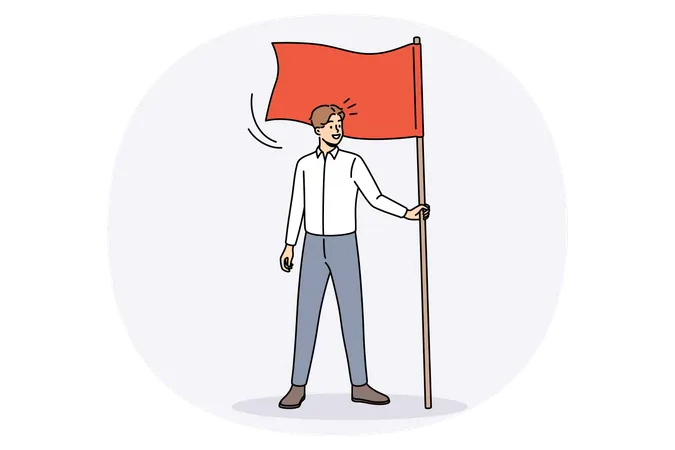 Happy businessman hold flag show leadership and success  Illustration