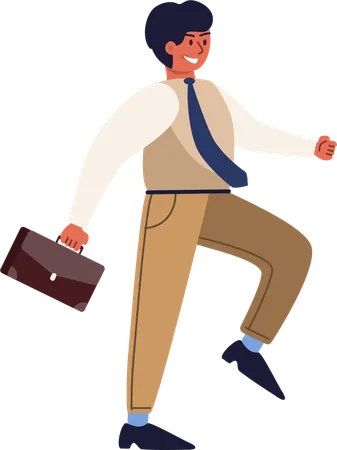 Happy Businessman holding briefcase while going to oofice  Illustration