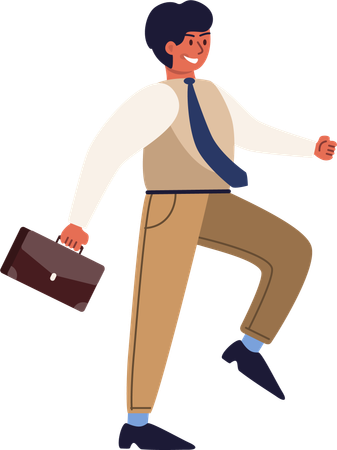 Happy Businessman holding briefcase while going to oofice  Illustration