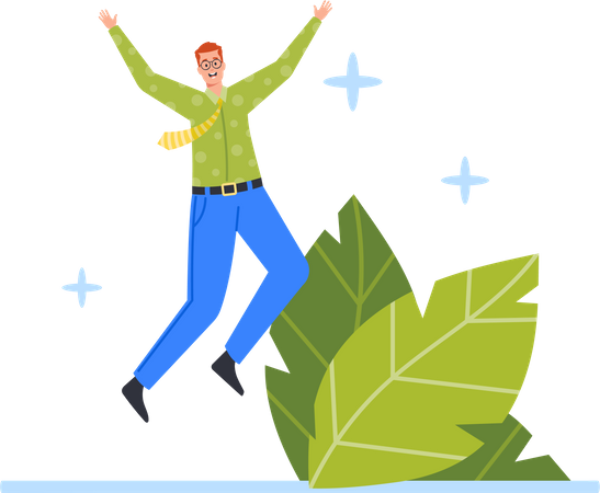 Happy Businessman Jumping  Illustration