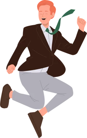 Happy Businessman Cartoon Character Wearing Formal Office Look Screaming And Jumping In Air Feeling Enthusiasm And Excitement Due To Outstanding Business Achievements Isolated Vector Illustration Illustration
