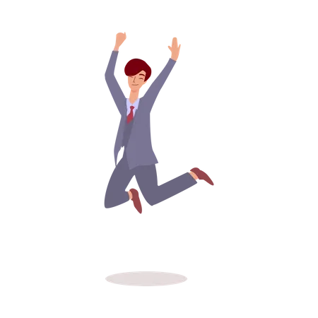 Happy businessman jumping in air  Illustration